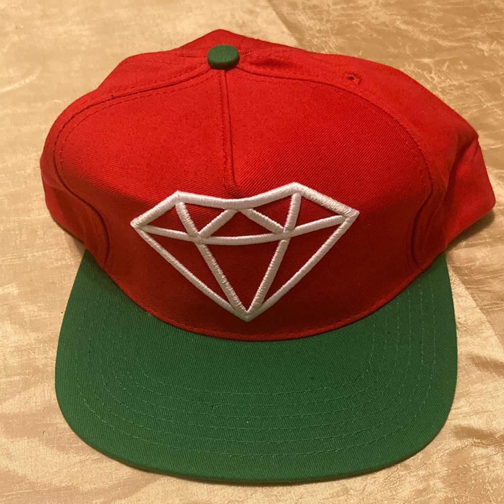 Diamond Supply Red Green Snapback Hat